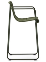 DAKY stool 65 or 75 h in green synthetic rope and green galvanized steel legs for outdoors