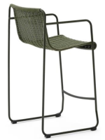 MERCURIO Taburete de 65 o 75 en cuerda sintética verde y patas de acero galvanizado verde para exterior