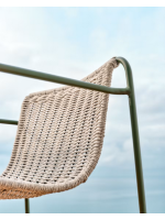 copy of MERCURIO stool 65 or 75 h in grey synthetic rope and green galvanized steel legs for outdoors