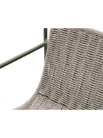 copy of MERCURIO stool 65 or 75 h in grey synthetic rope and green galvanized steel legs for outdoors
