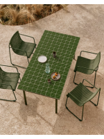 copy of MERCURIO stool 65 or 75 h in grey synthetic rope and green galvanized steel legs for outdoors