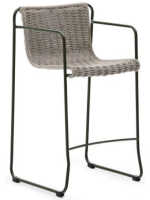 copy of MERCURIO Hocker 65 oder 75 aus grauem Kunststoffseil und grünen Beinen aus verzinktem Stahl