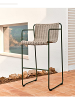 copy of MERCURIO Hocker 65 oder 75 aus grauem Kunststoffseil und grünen Beinen aus verzinktem Stahl
