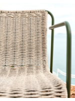 copy of MERCURIO stool 65 or 75 h in grey synthetic rope and green galvanized steel legs for outdoors