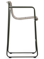copy of MERCURIO stool 65 or 75 h in grey synthetic rope and green galvanized steel legs for outdoors