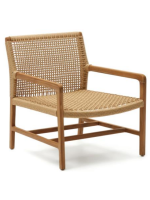 AMUT armchair in solid natural teak wood and rope for outdoor garden or terrace