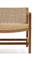 AMUT chaise avec accoudoirs en bois de teck naturel massif et corde pour jardin extérieur ou terrasse
