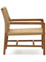 AMUT Sillon en madera maciza de teca natural y cuerda para jardín exterior o terraza