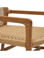 AMUT Sillon en madera maciza de teca natural y cuerda para jardín exterior o terraza