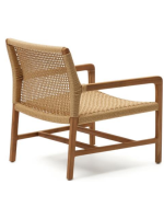 AMUT Sillon en madera maciza de teca natural y cuerda para jardín exterior o terraza