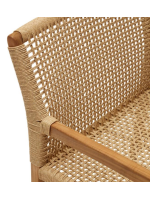 AMUT Sillon en madera maciza de teca natural y cuerda para jardín exterior o terraza