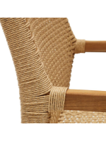 AMUT Sillon en madera maciza de teca natural y cuerda para jardín exterior o terraza