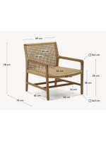 AMUT armchair in solid natural teak wood and rope for outdoor garden or terrace