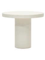 AGUA Ø 90 o Ø 120 cm table in resistant white concrete for gardens and terraces
