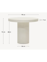 AGUA Ø 90 o Ø 120 cm mesa en hormigón blanco resistente para jardines y terrazas