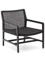 ENJOY Sessel aus massivem Teakholz und Seil in Schwarz für den Garten oder die Terrasse im Freien