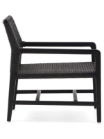 ENJOY armchair in solid acacia wood and rope in black for outdoor garden or terrace