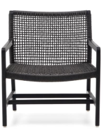ENJOY Sessel aus massivem Teakholz und Seil in Schwarz für den Garten oder die Terrasse im Freien