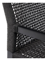 ENJOY chaise avec accoudoirs en bois de teck massif et corde in noir pour jardin extérieur ou terrasse