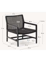 ENJOY Sessel aus massivem Teakholz und Seil in Schwarz für den Garten oder die Terrasse im Freien