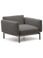 FACER Sillón de aluminio gris y cojines grises de tela desenfundable