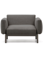FACER Sillón de aluminio gris y cojines grises de tela desenfundable