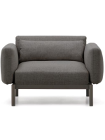FACER Sillón de aluminio gris y cojines grises de tela desenfundable