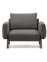 FACER fauteuil en aluminium gris et coussins gris en tissu déhoussable