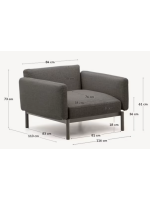 FACER Sillón de aluminio gris y cojines grises de tela desenfundable