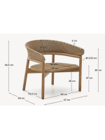 GOAZ Sillon en madera maciza de acacia natural y cuerda para jardín exterior o terraza