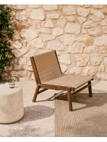 LUGANO poltrona in legno massello di acacia e corda per esterno giardino o terrazzo