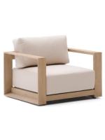 LINKA armchair in solid acacia wood with light finish for outdoor garden terraces and inside the house or farmhouses