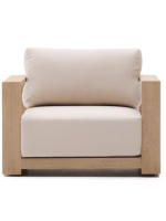 LINKA armchair in solid acacia wood with light finish for outdoor garden terraces and inside the house or farmhouses