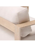 LINKA Sessel aus massivem Akazienholz mit hellem Finish für Gartenterrassen im Freien und im Haus oder Bauernhaus