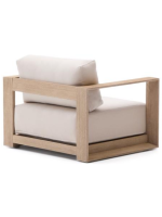 LINKA poltrona in legno massello di acacia finitura chiara per esterno giardino terrazzi e interno casa o contract
