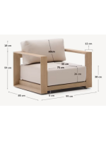 LINKA armchair in solid acacia wood with light finish for outdoor garden terraces and inside the house or farmhouses