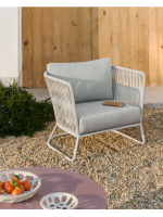 DAAL poltrona in corda e in metallo verniciato per interno ed esterno giardino terrazzi