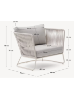 DAAL Fauteuil avec corde et en métal pour terrasses de jardin intérieures et extérieures