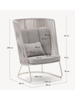 AMSTERDAM Fauteuil avec corde et en métal pour terrasses de jardin intérieures et extérieures