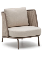 LONDON Sillón de aluminio y cuerda color gris paloma y cojines crudo para terraza jardín de casa