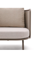 LONDON Sillón de aluminio y cuerda color gris paloma y cojines crudo para terraza jardín de casa