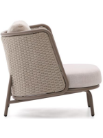 LONDON Armchair in aluminum and rope dove gray and ecru cushions for home garden terrace