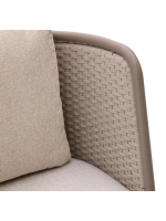 LONDON Armchair in aluminum and rope dove gray and ecru cushions for home garden terrace