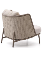 LONDON Sillón de aluminio y cuerda color gris paloma y cojines crudo para terraza jardín de casa