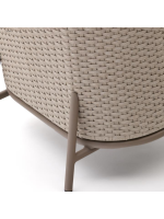 LONDON Sillón de aluminio y cuerda color gris paloma y cojines crudo para terraza jardín de casa