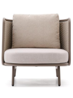 LONDON Armchair in aluminum and rope dove gray and ecru cushions for home garden terrace