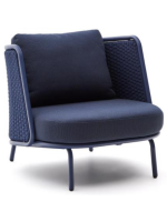 SORRENTO Sillón de aluminio y cuerda y cojines azul para terraza jardín de casa