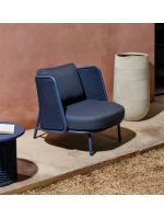 SORRENTO Sillón de aluminio y cuerda y cojines azul para terraza jardín de casa