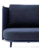 SORRENTO Sillón de aluminio y cuerda y cojines azul para terraza jardín de casa