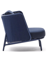SORRENTO Fauteuil aluminium et corde et coussins bleu pour maison jardin terrasse